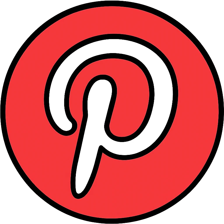 Pinterest logo color outline icon clear recognizable red outline white fill emoji