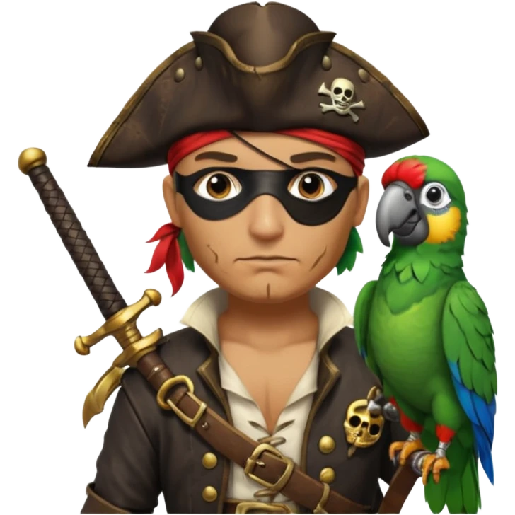 Pirata com papagaio no ombro emoji