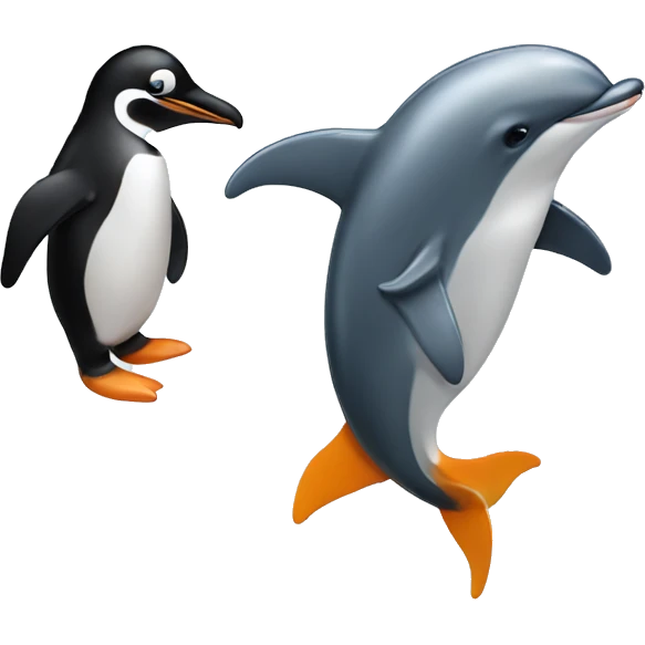 penguin and dolphin  emoji