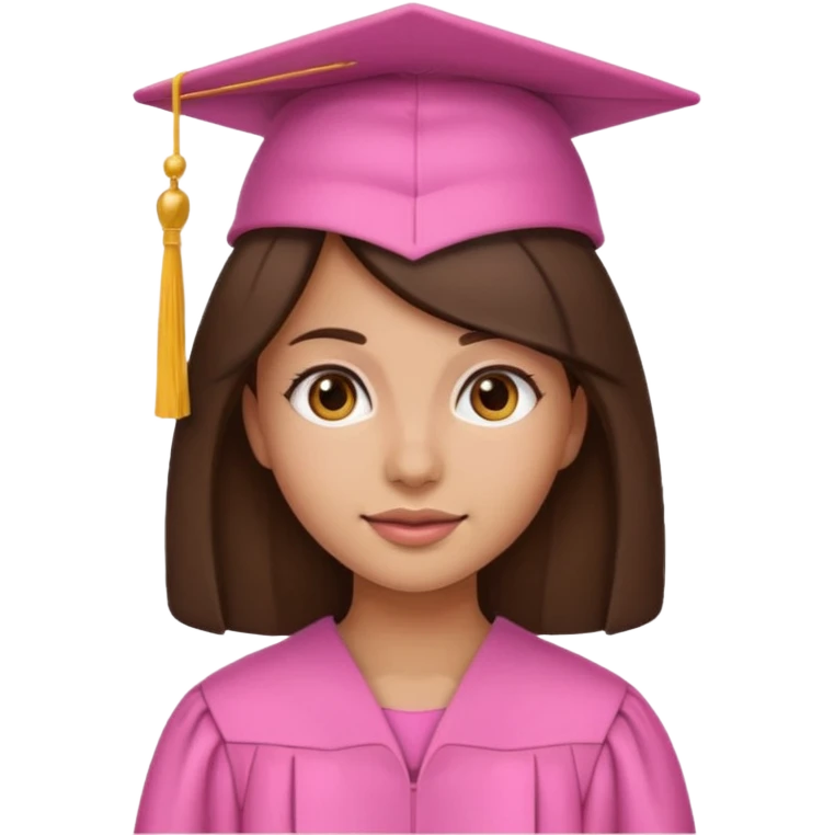 BRunette girl emoji with pink graduation cap emoji