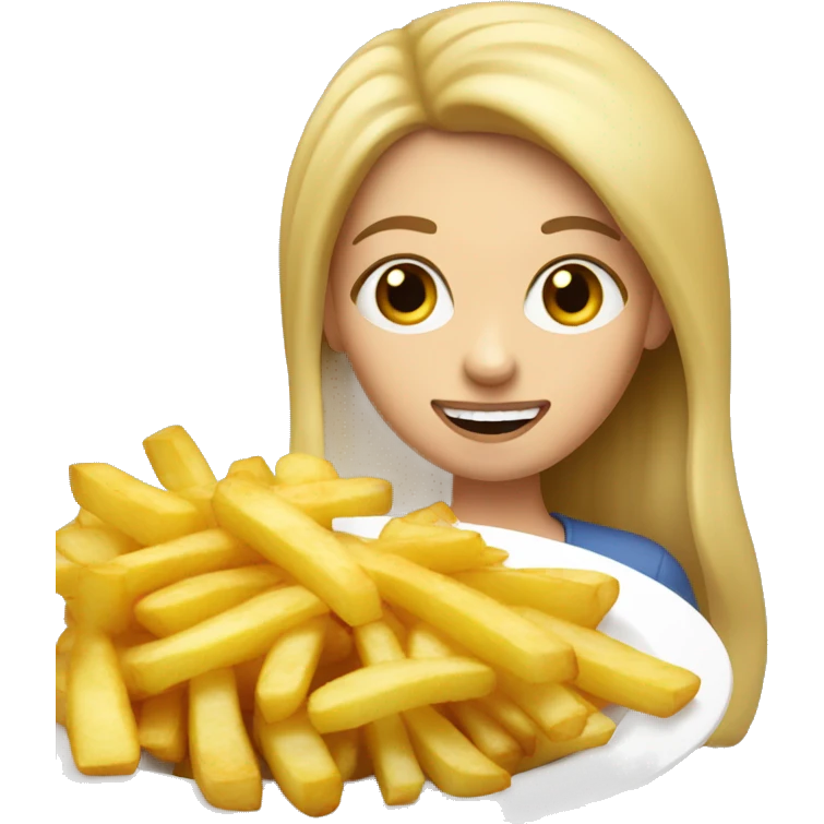 a white girl eating fried potatoes emoji