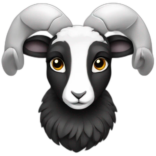 Black and white ram bunny emoji