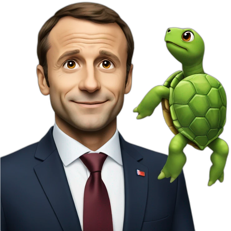 Macron avec une tortue emoji
