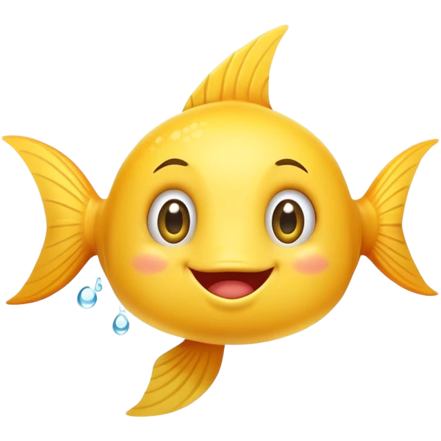 A cute cartoon fish with a funny peeing expression emoji