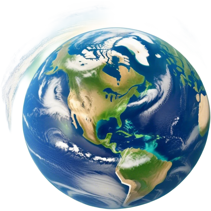 🌍 Cinematic Realistic Earth – A breathtaking, full view of Earth from space, showcasing vivid blue oceans, swirling white clouds, and lush green continents. The curvature of the planet is subtly illuminated by the sun, with a soft atmospheric glow enhancing its life-sustaining beauty. High detail, crisp textures, and realistic lighting bring out the planet's dynamic and ever-changing surface. emoji