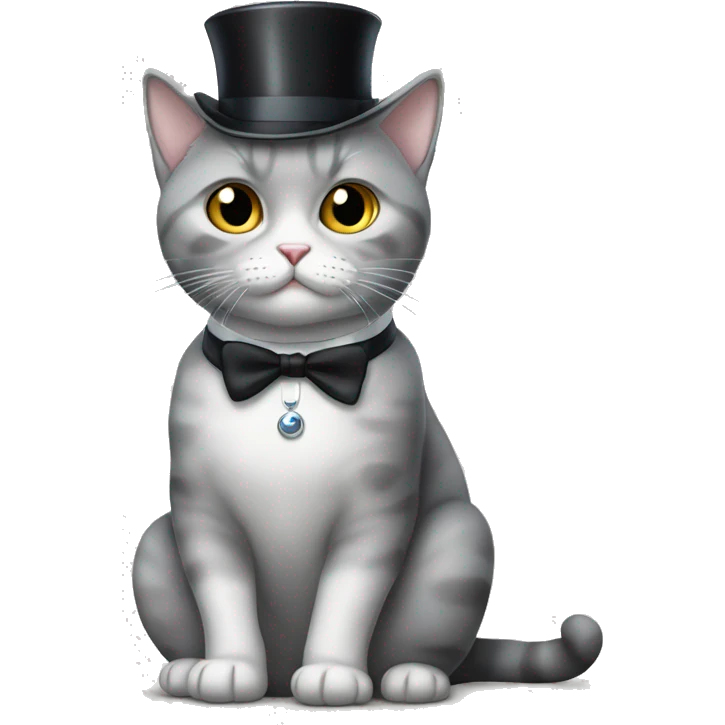 silver british short hair cat with tuxedo and wearing monocle emoji