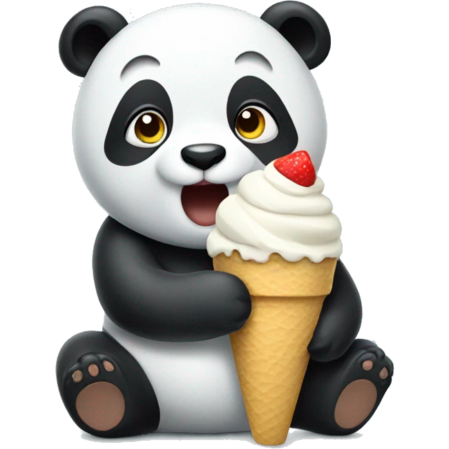 Panda eating ice cream emoji
