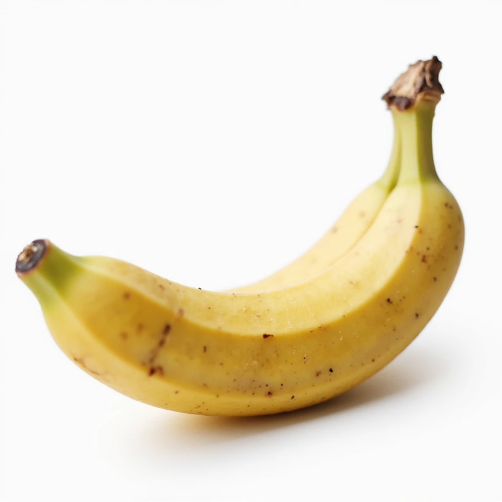 realistic whole banana isolated on white background, natural details, slightly curved emoji