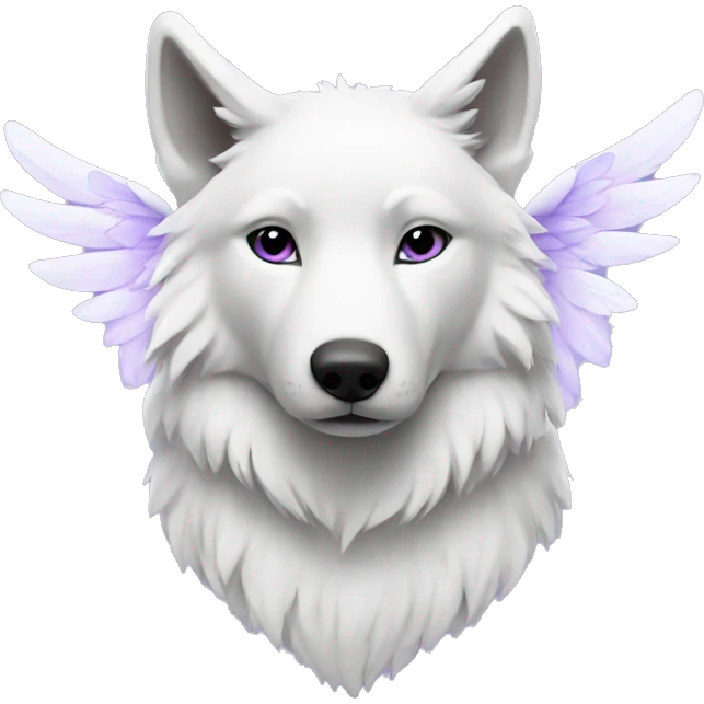 White wolf with lavender wings emoji
