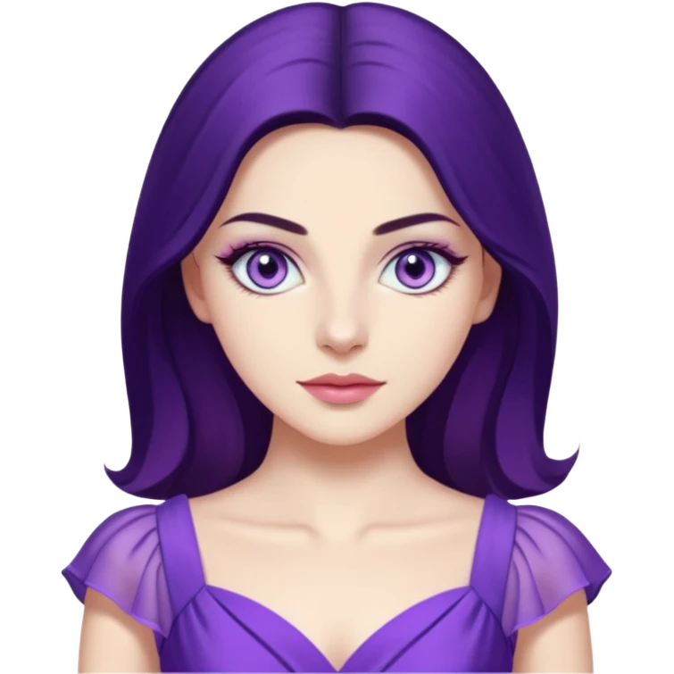 Demet özdemir as a character from game of thrones with lilac eyes and a purple dress. emoji