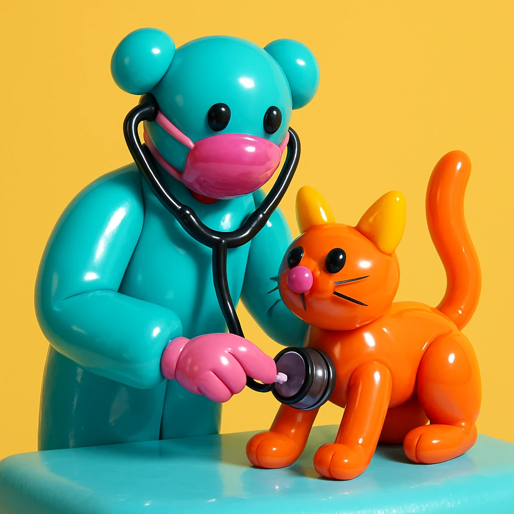 veterinarian examining a cat emoji