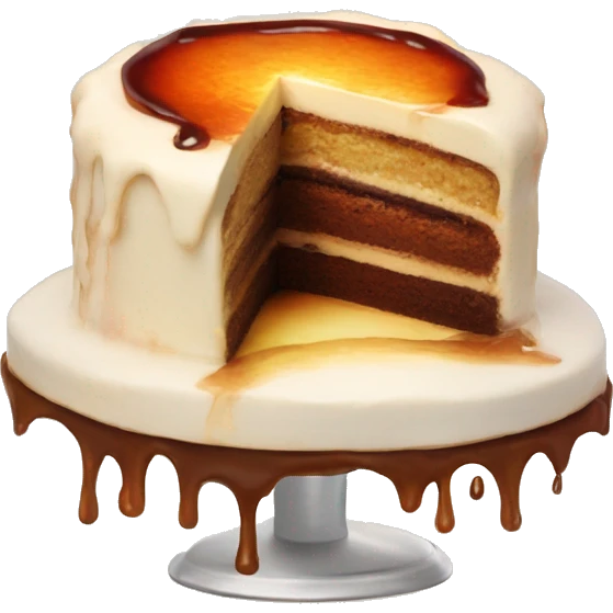 half raw half burned cake with melted smile emoji