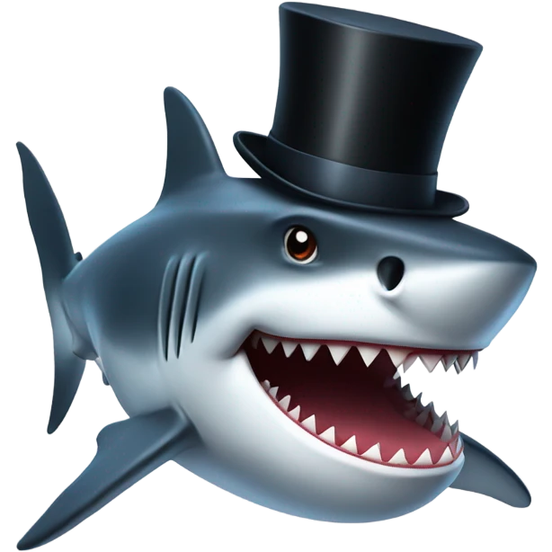 Shark with a top hat emoji