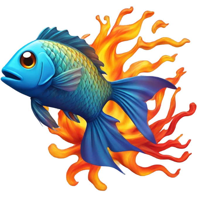 Fire and a fish emoji