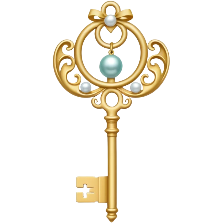aesthetic key with ribbon in sirkne style and pearls emoji