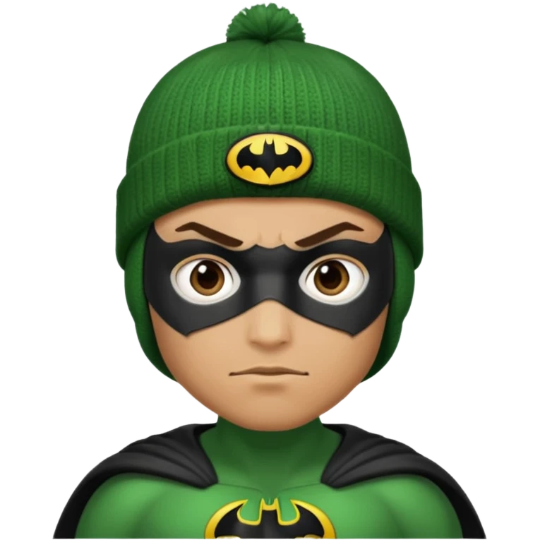 green superhero with beanie batman emoji