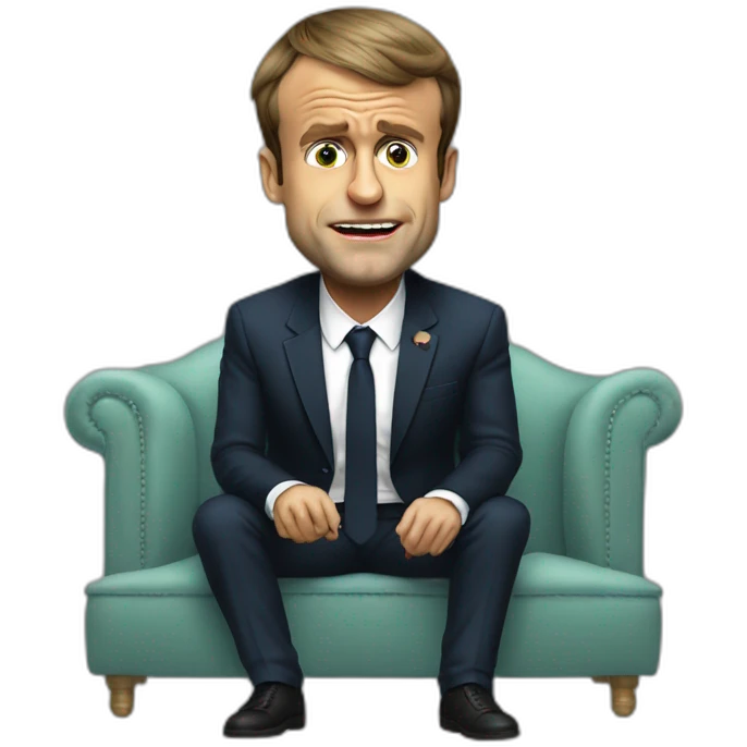 Emmanuel macron crying full body sitting emoji