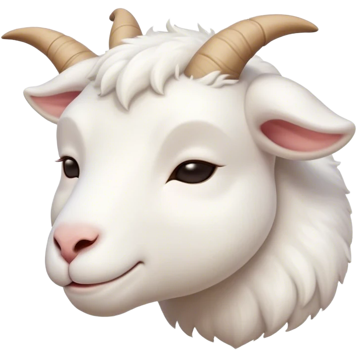 Meme-Worthy Cute Sleeping White Goat Portrait Emoji, Head resting peacefully with a contented smile, showcasing a delightfully sturdy build and a luxuriously soft white fur, eyes shut in a serene, restful nap, Simplified yet hilariously adorable features, highly detailed, glowing with a soft, drowsy light, high shine, relaxed and utterly lovable, stylized with an air of playful laziness, bright and heartwarming, soft glowing outline, capturing the essence of a comically sleepy goat, so meme-worthy it feels like it could instantly become the next viral sensation of adorable slumber! emoji