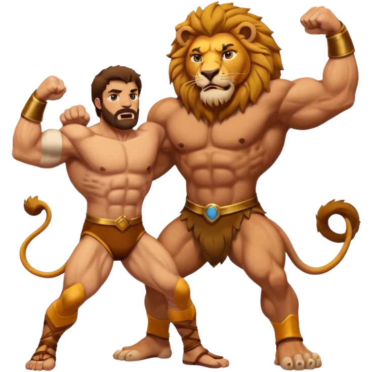 Hercules wrestling a lion emoji