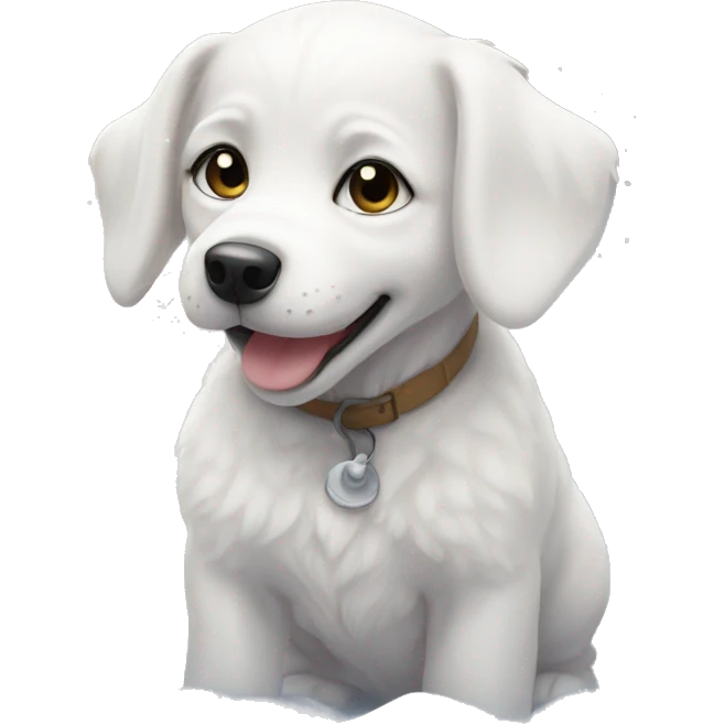 white puppy in the snow emoji