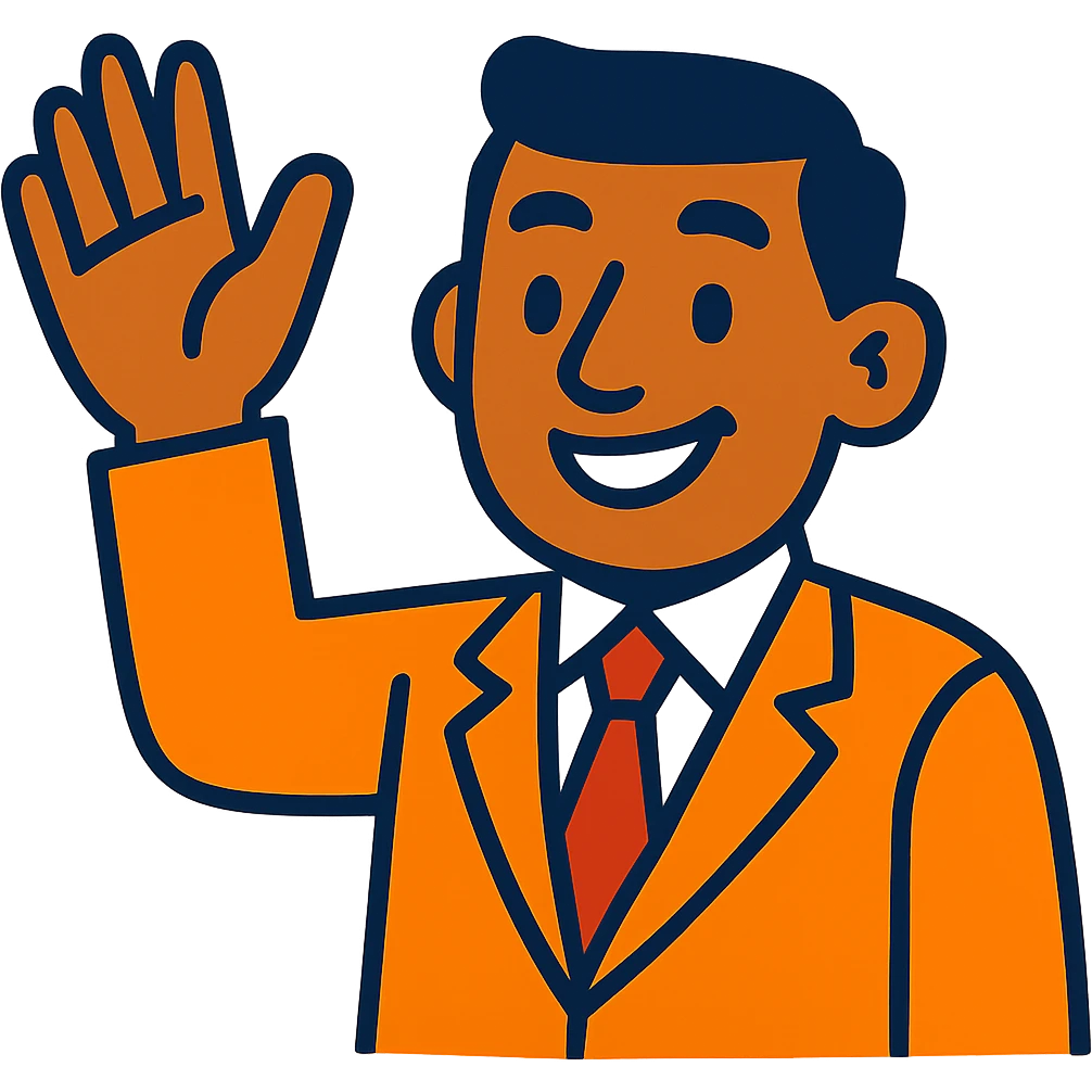 polite person waving hello, warm and welcoming, vibrant toon style emoji