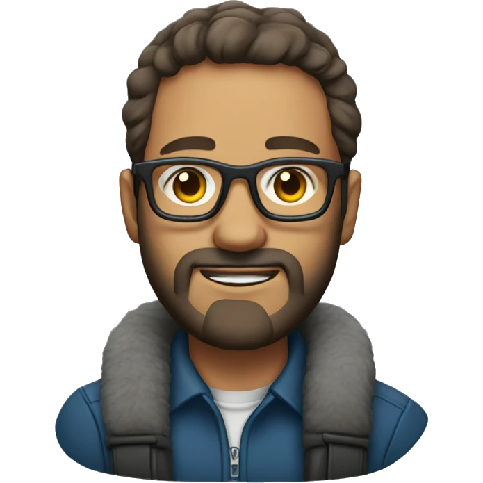 40 year old man with vision glasses and have beard and with ear muffs  emoji
