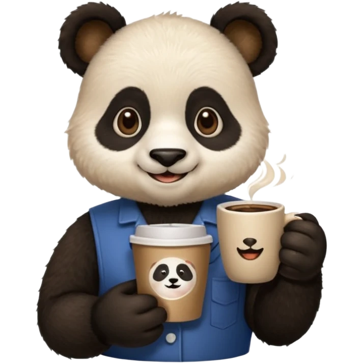 barista panda, holding coffee cup emoji