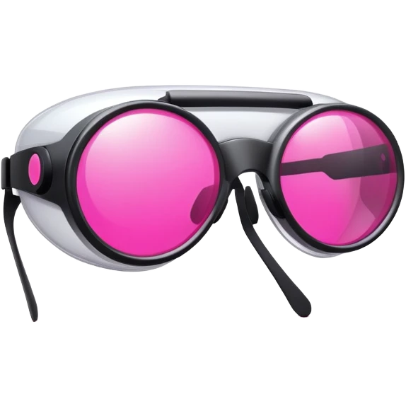 futuristic safety glasses with bright pink lenses, minimalist design emoji