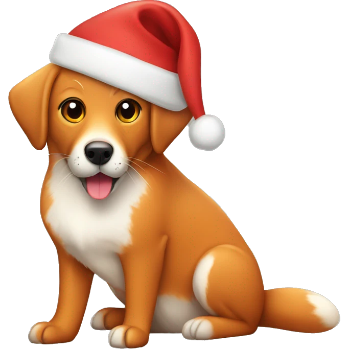 Red fox Labrador with a Christmas hat  emoji