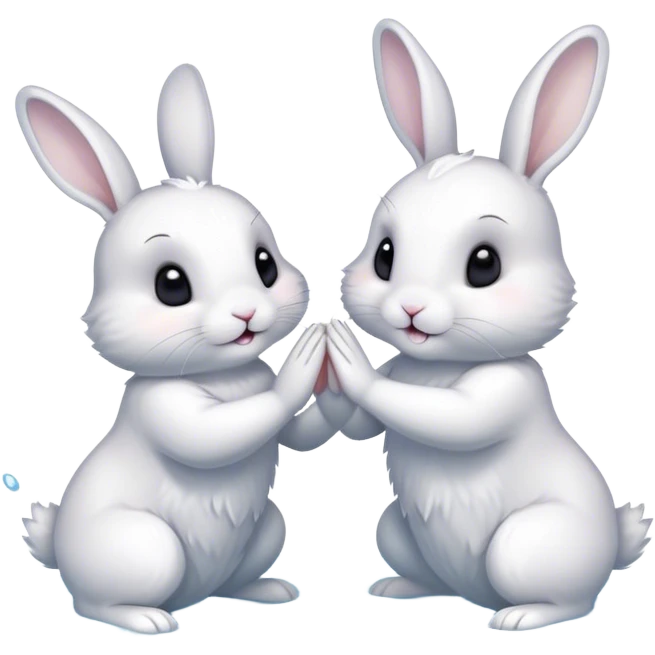 Rabbits high fiving on water emoji