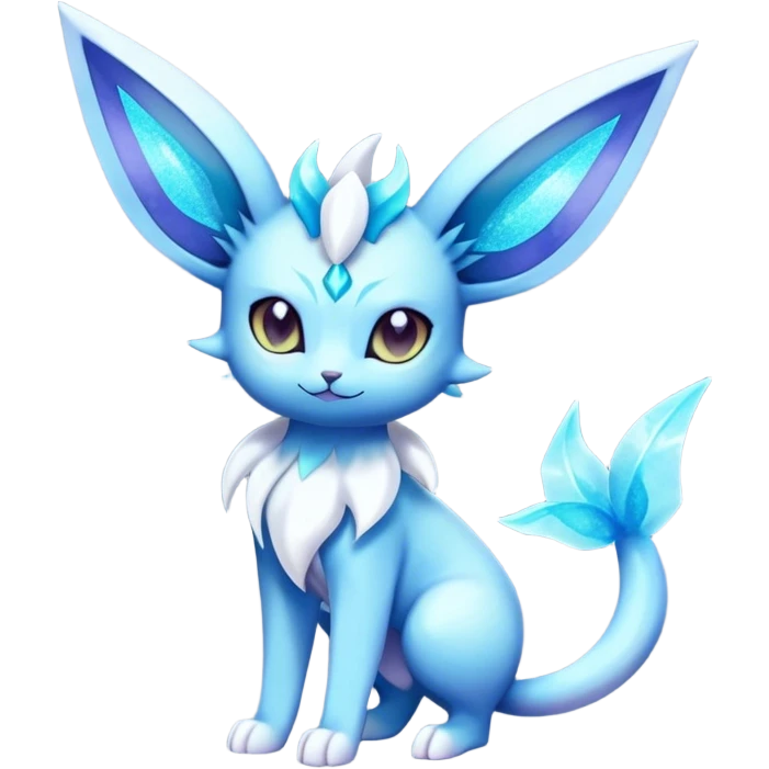 Shiny Cool Sparkly Cute Ethereal Espeon-Glaceon-Vaporeon-Fakemon-hybrid-fusion- full body emoji
