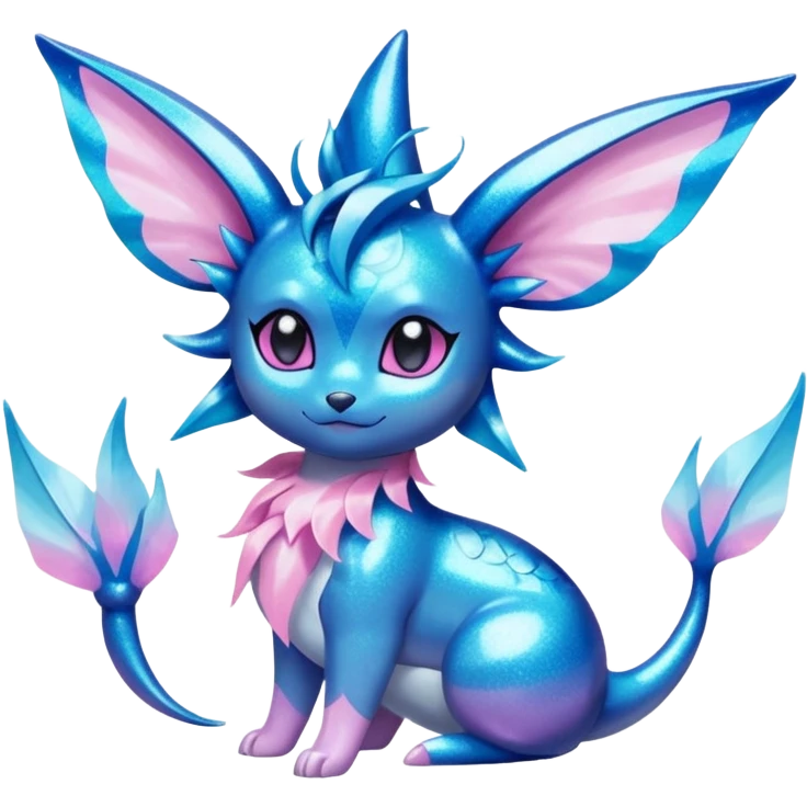 Black Oily Smooth Glossy Glittery Scaled Shiny Winged Divine Ethereal Beautiful Elegant Pretty Vaporeon-Glaceon-Sylveon-Amaura-Fakémon-fusion emoji