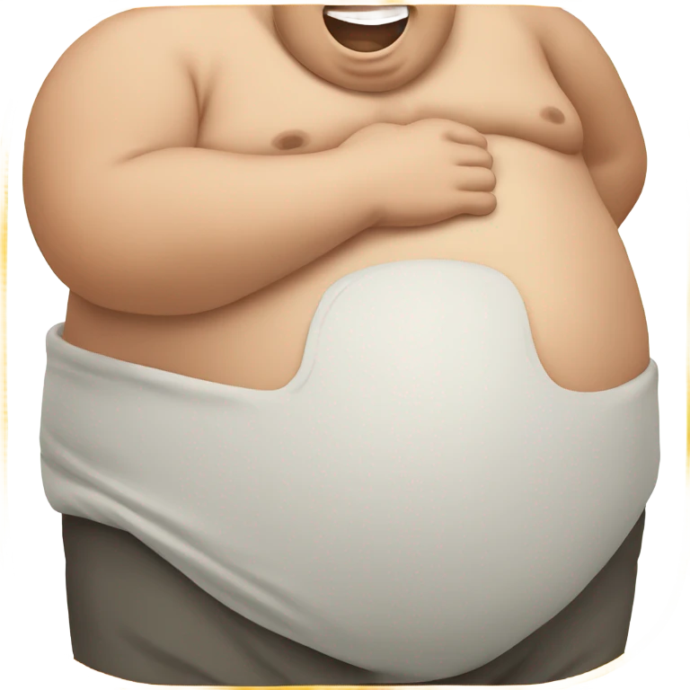 Fat man’s belly holding while laughing emoji