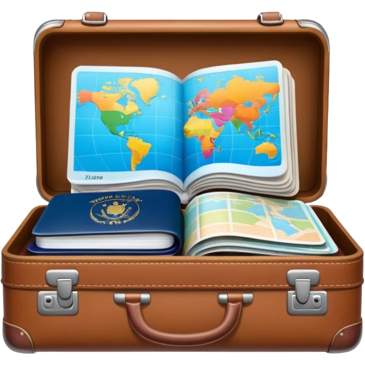 travel itinerary with suitcase and passport, no text emoji