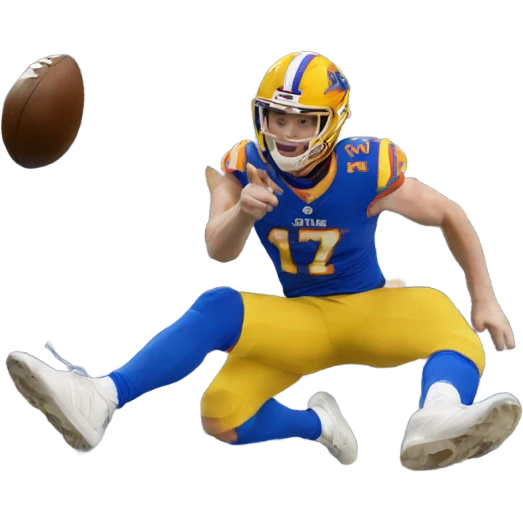 Josh Allen jumping through a table  emoji