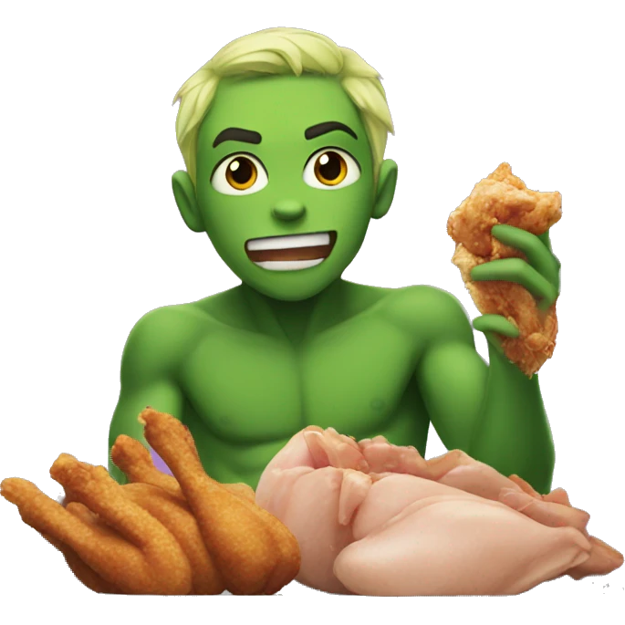 Beast boy eating chicken in car emoji