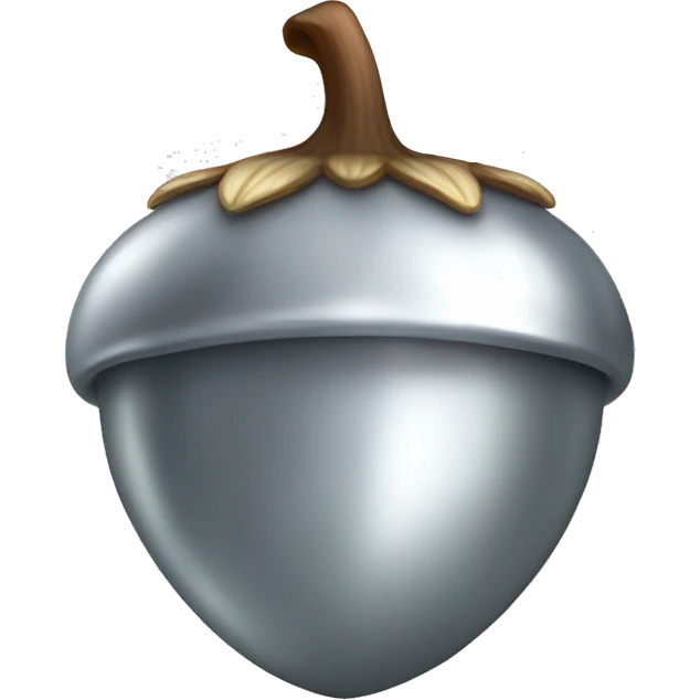 shiny silver Acorn with stem  emoji