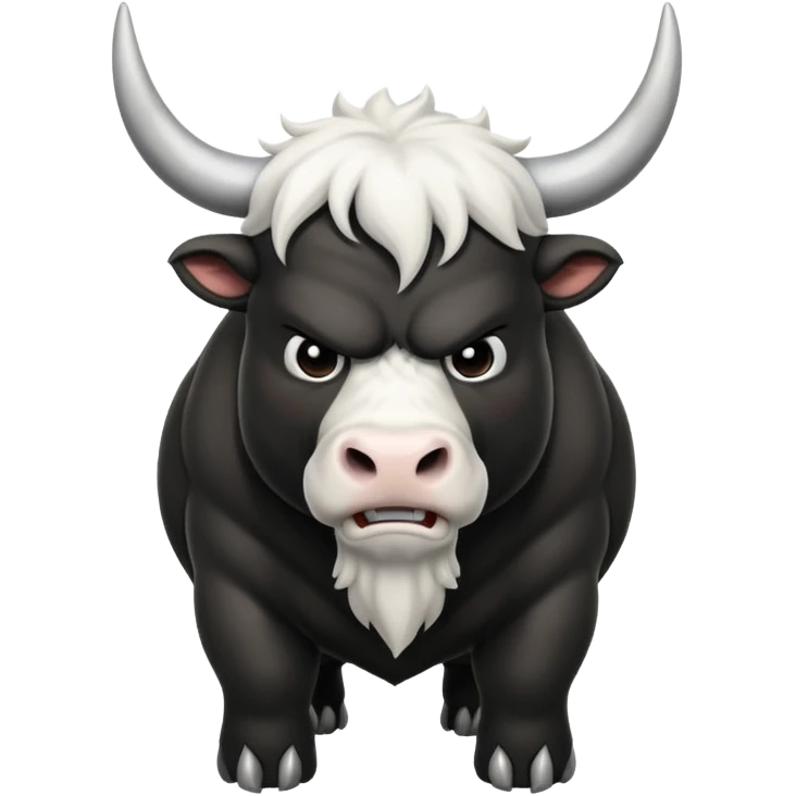 black angry powerful with white horns bull emoji emoji