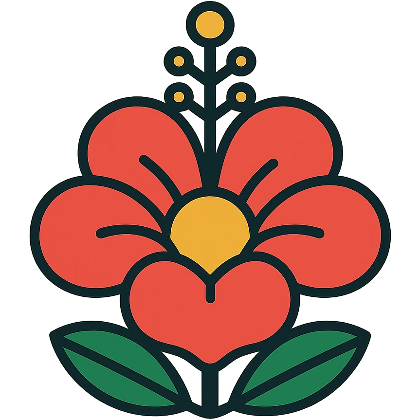 stylized illustration of betel nut flower, bold saturated colors, symbolizing Taiwan, no cliche emoji