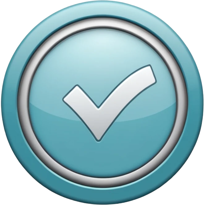 un icono de marca de verificación  un "check"  dentro de un círculo de color cian o turquesa, con un borde gris claro. emoji