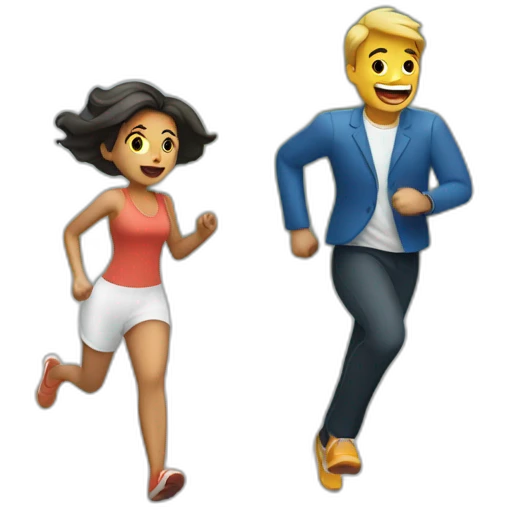 man running from 2 woman emoji