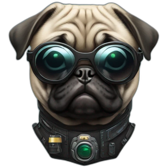 pug with black sunglasses and wearing a cyberpunk suit emoji