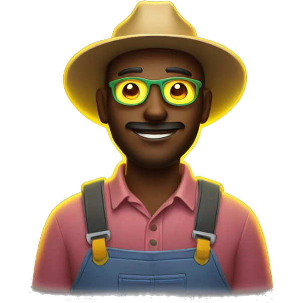farmer with glowing neon elements emoji