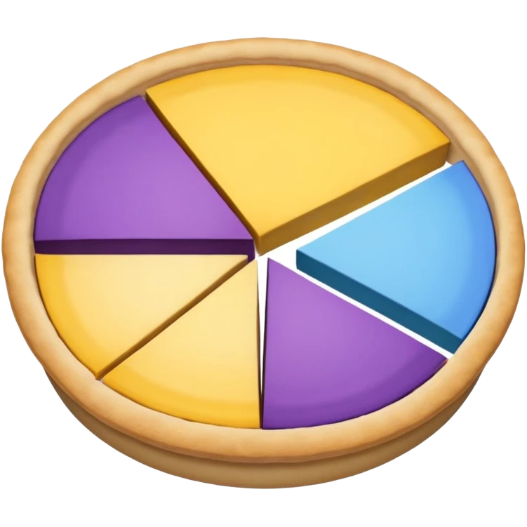 A pie chart with purple, yellow and blue colors only, with only 3  slices similar to this but with the colors I mentioned  emoji