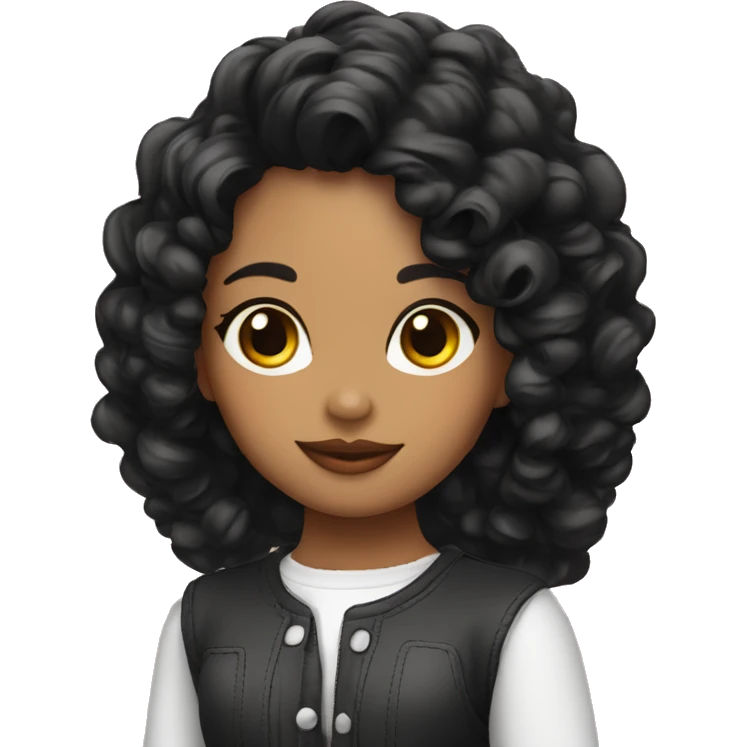 Chica con cabello largo rizado color negro, piel morenita  emoji