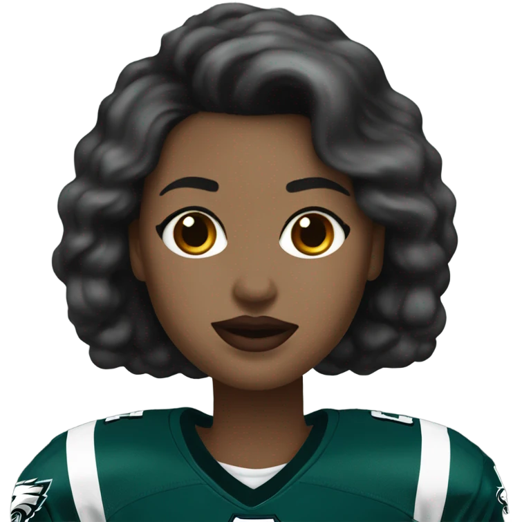  White female dark hair red lips wearing Philadelphia Eagles jersey emoji