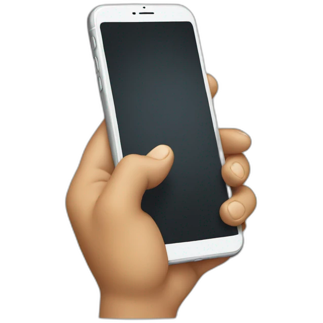 hand holding iphone emoji