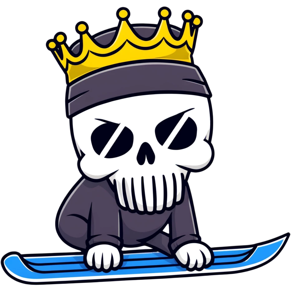 cool skull with a royal crown and a ski mask emoji