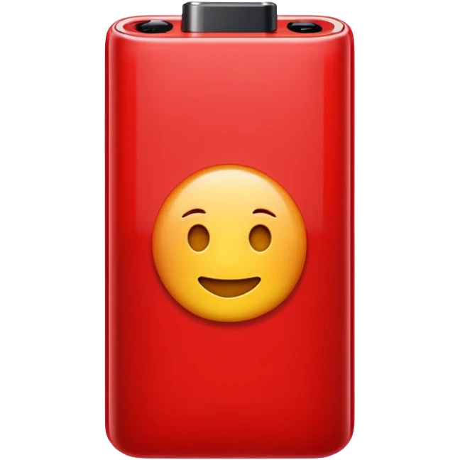 iPhone emoji style battery icon almost empty with red color at the end, glossy and clean emoji