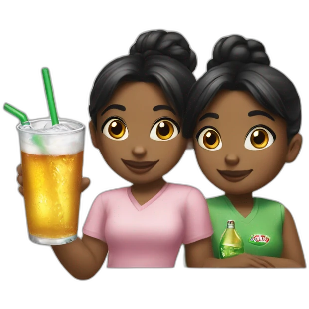 black girl and black hair in a bun drinking Canada Dry emoji